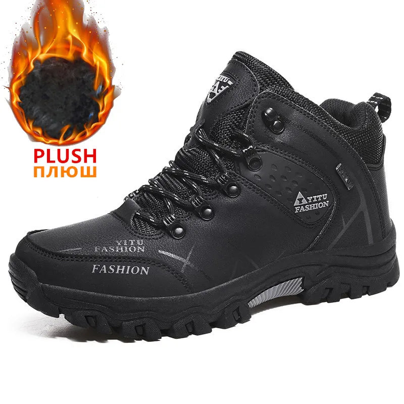 Men's Waterproof Leather Snow Boots – Super Warm Hiking & Work Footwear (Sizes 39-47)