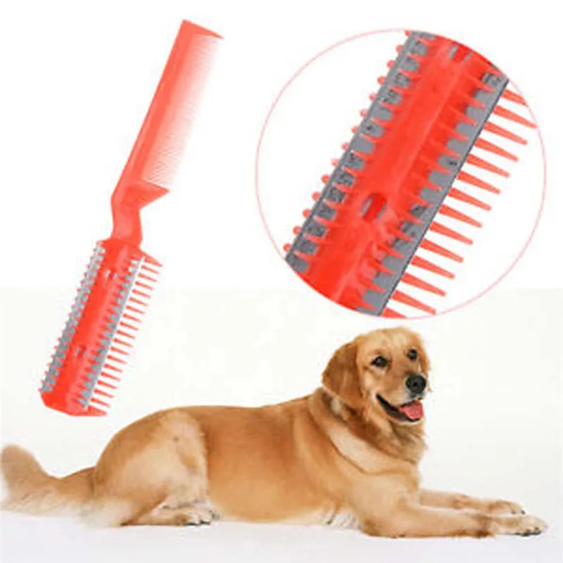 2-Blade Pet Hair Trimmer Comb – Grooming Razor & Thinning Tool for Dogs & Cats