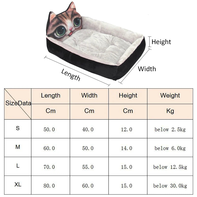 Cute Cartoon Pet Bed – Warm Washable Sofa for Small & Medium Dogs & Cats