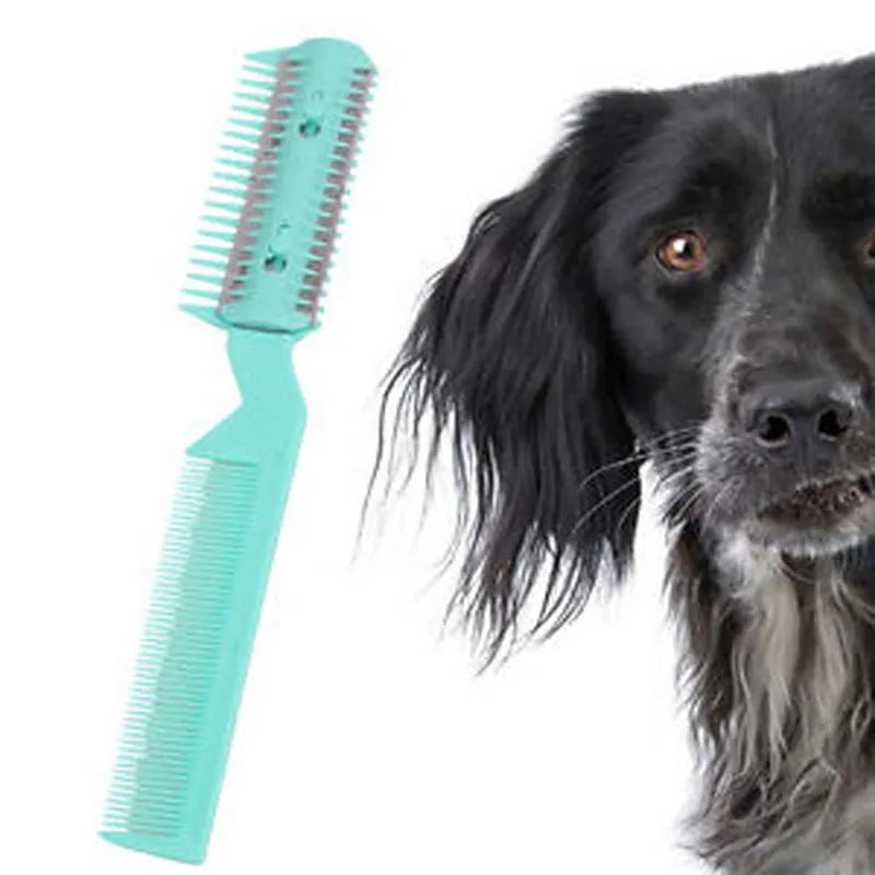 2-Blade Pet Hair Trimmer Comb – Grooming Razor & Thinning Tool for Dogs & Cats