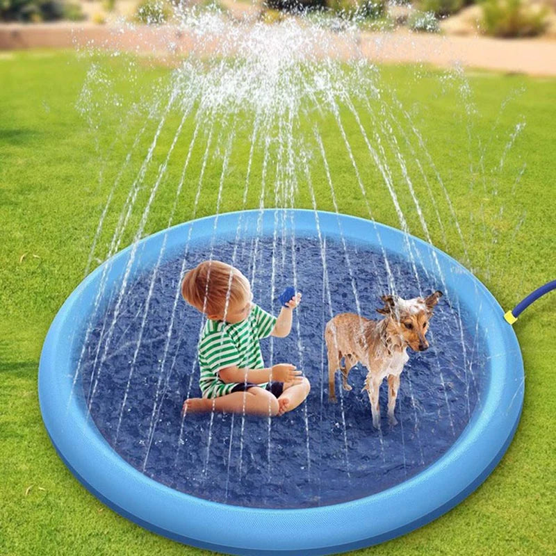 170x170cm Pet Sprinkler Pad – Inflatable Cooling Pool for Dogs & Summer Play