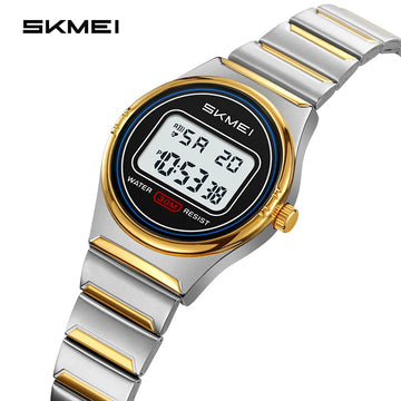 SKMEI Luxury Watches Waterproof Sports Ladies Small Dial Digital Stainless Steel Wristwatches Women Electronics Watch