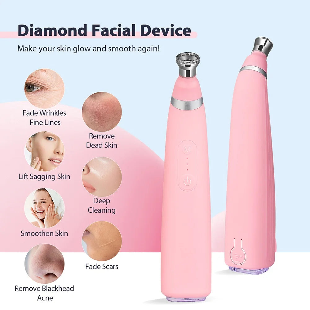 Portable Diamond Microdermabrasion Machine - Exfoliation & Blackhead Remover with 4 Peeling Tips