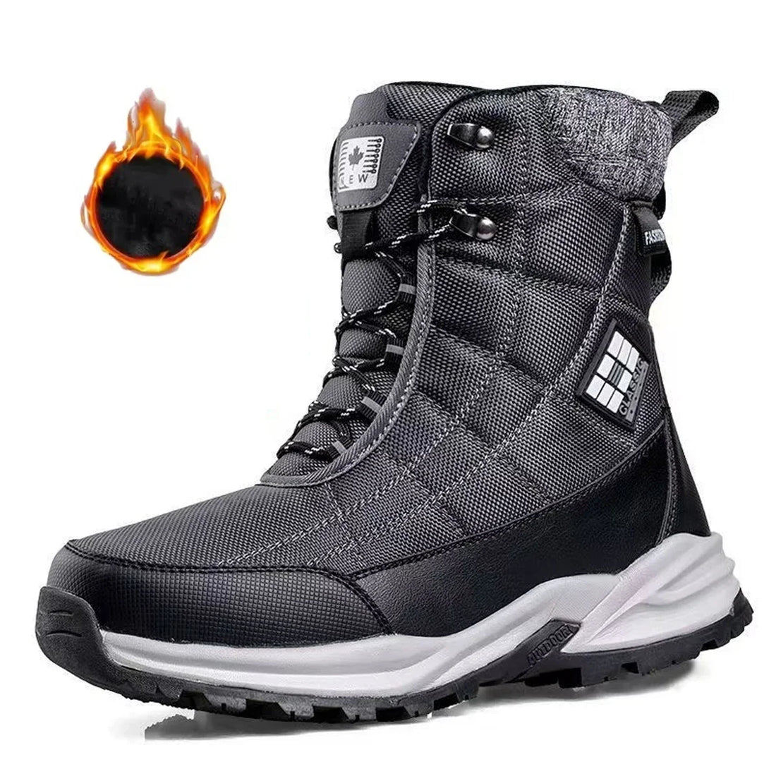 Men's High-Top Waterproof Winter Hiking Boots – Plush-Lined, Snow-Ready Footwear