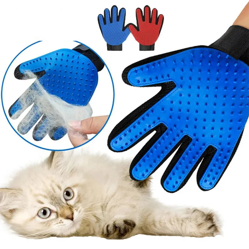 Silicone Pet Grooming Gloves – Bath Brush & Hair Removal Massage for Dogs & Cats