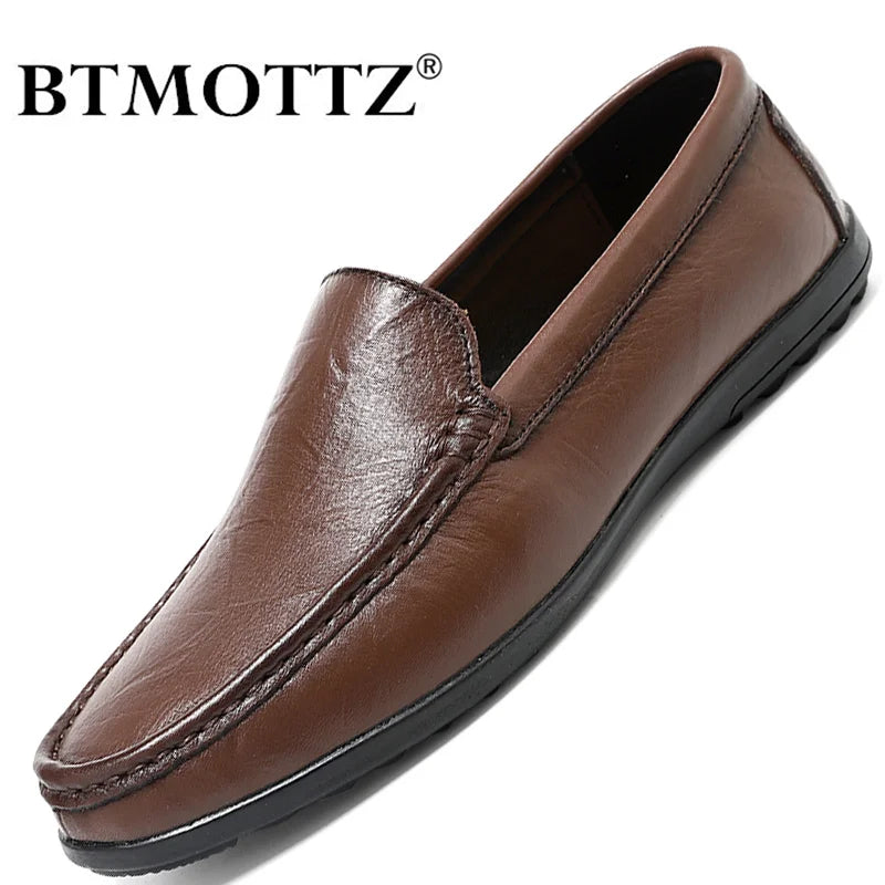 Men's Genuine Leather Loafers – Luxury Italian Slip-On Driving Shoes