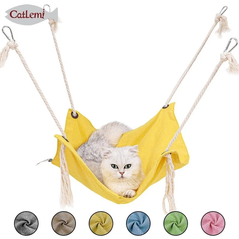 Tassel Phoenix Cat Hammock – Breathable Cotton Linen Hanging Swing Bed