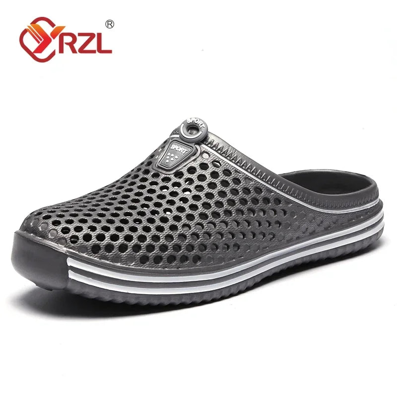 YRZL Men's Hollow Sandals – Breathable Summer Clogs & Beach Slippers