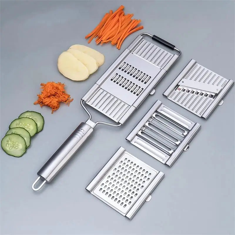 4-in-1 Stainless Steel Vegetable Slicer & Grater – Multi-Purpose Cutter Set