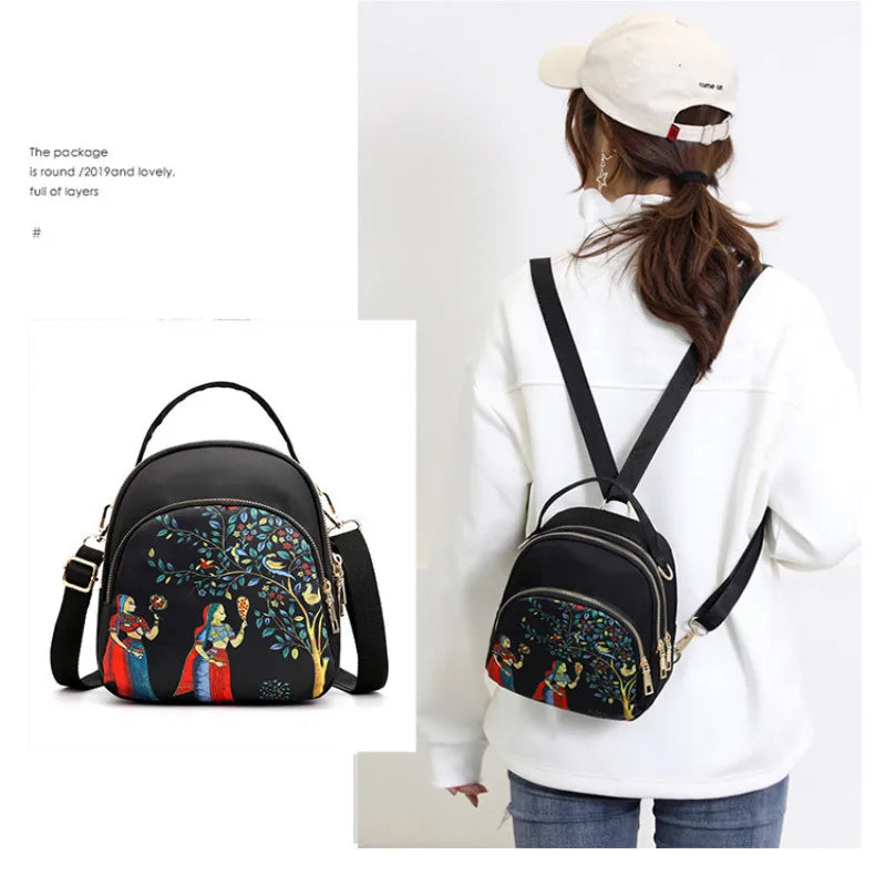 Three-purpose Ladies Shoulder Multi-Purpose Mini Small Backpack Oxford Cloth Messenger Bag