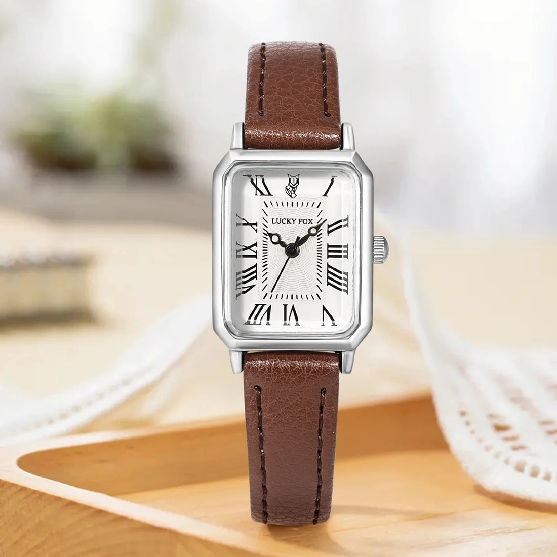 Fashion Rectangle Quartz Wrist Watch for Women Luxury Brand Roman Dial Leather Strap  Ladies Watches Clock