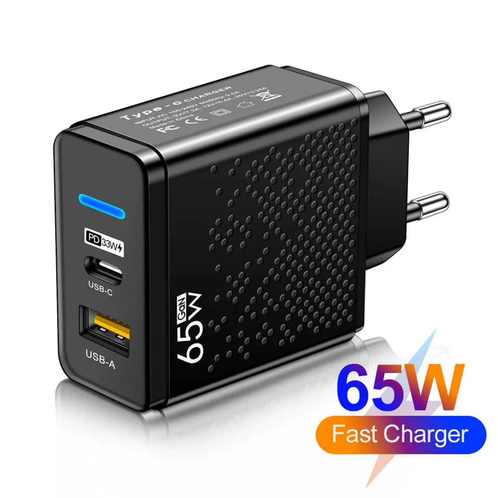 65W Fast USB-C Charger – Quick Charge Adapter for iPhone, Xiaomi & Laptops